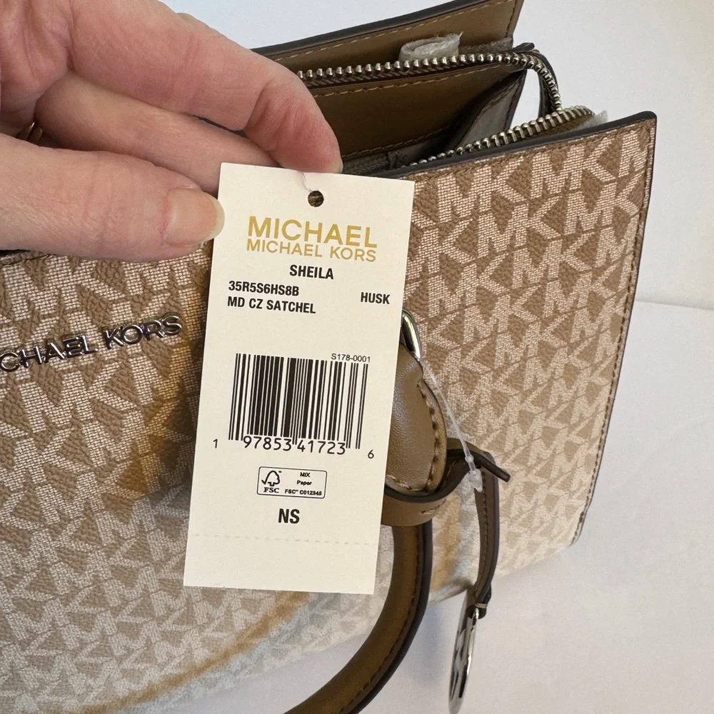 Michael Kors Sheila Medium Ombré Signature Logo Satchel -Husk
